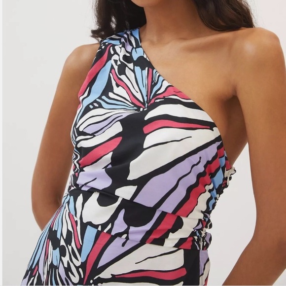 Anthropologie Maeve One-Shoulder Printed Midi Dress - Picture 2 of 11